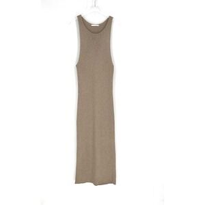 Helmut Lang Dress Womens M Tan Sweater Crochet‎ Maxi Minimalist Classic Basic